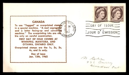 Mayfairstamps Canada FDC 1962 Tagged A Segregated Mail First Day Cover aaw_27253