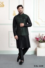 3 Pc Indian Mens Designer Wedding Bollywood Traditional Ethnic Wear Kurta Pyjama