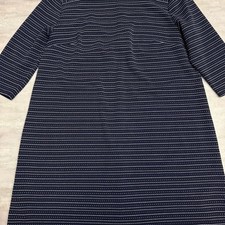 Loft Plus Size 20 Navy Blue and White Textured Stripe Square Neck Shift Dress