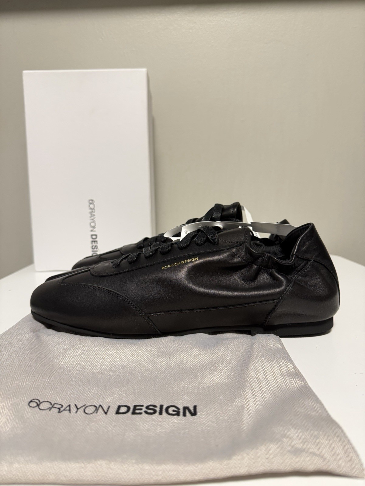 Zapatillas TABI de suela delgada 6CRAYON enceradas de grano superior cuero de vaca suave EU 46 US 11.5-12