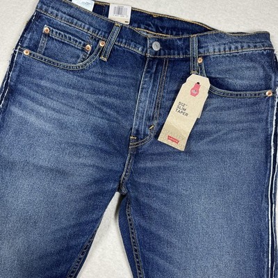 Levi's 512 Slim Taper Jeans 33x32 Blue Wash Stretch Raw Hem Raw Outseam NWT