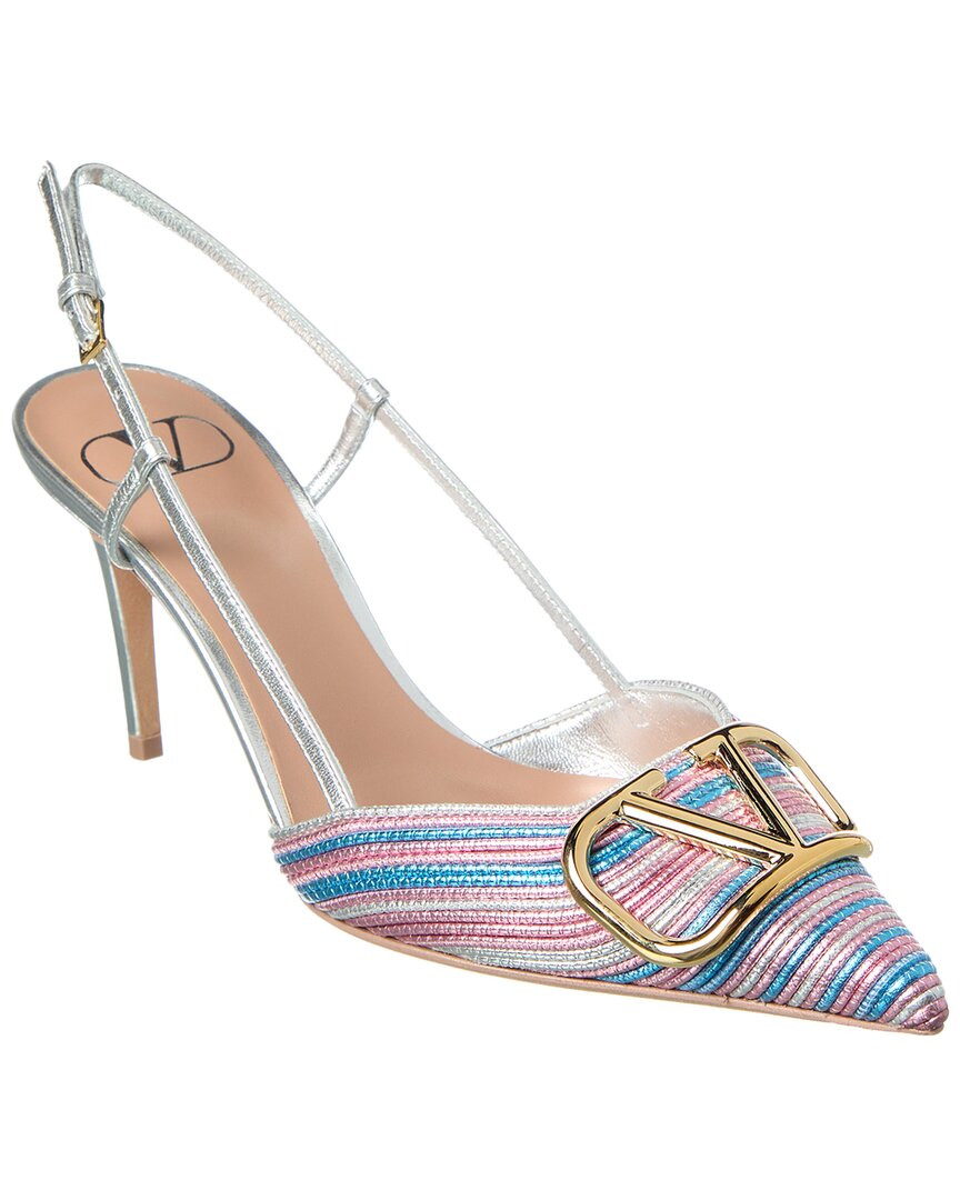 Женские кожаные туфли-лодочки Valentino Vlogo Signature 80 с ремешком на спине