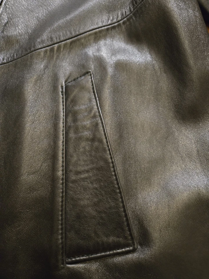 Vintage Michael Hoban North Beach Leather Swing Coat Classic Black Size: 3/4 - Image 4 of 4