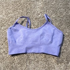 Women's Purple Seamless Pullover Wireless Sports Bra L Medium Support Stretch