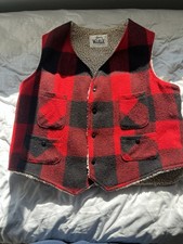 Vintage Woolrich Buffalo Plaid Wool Vest Mens L /XLSherpa Lined Outdoor
