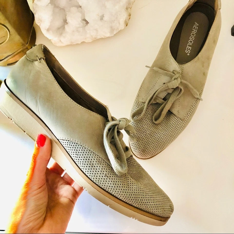 AEROSOLES Gris Cuero Corbata SideCar Tenis Oxfords Planos Zapatos para Mujer 7.5 Foto 2 de 4
