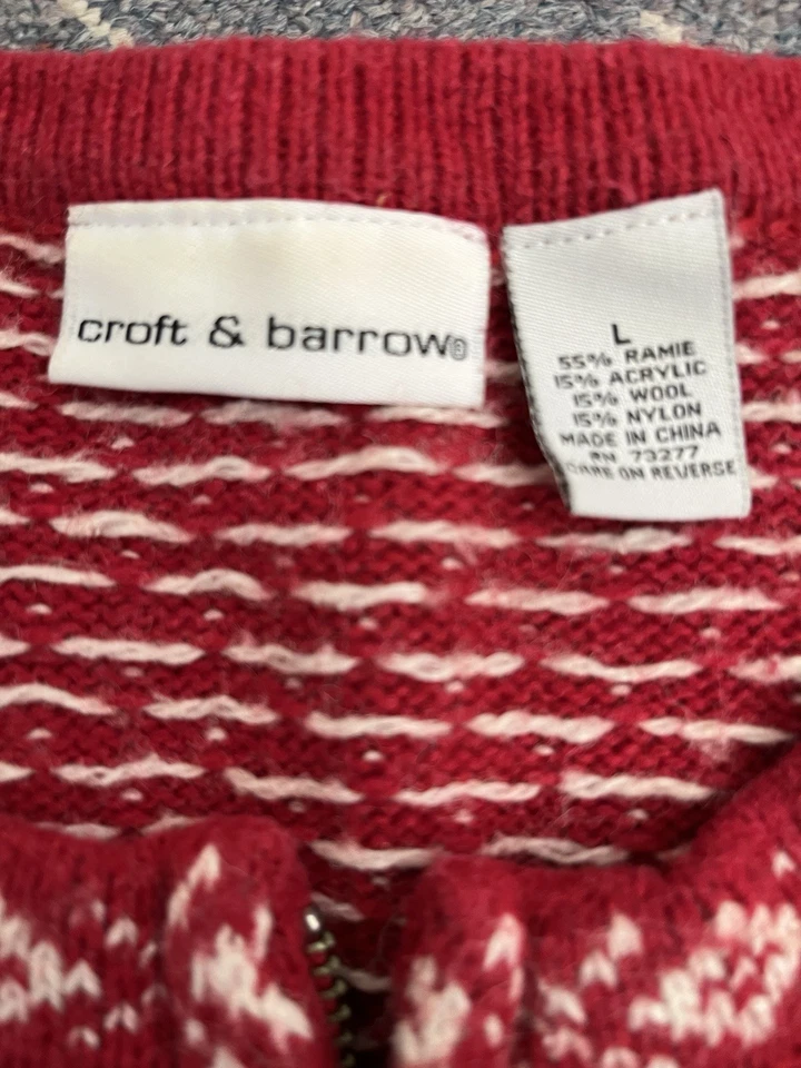 Croft & Barrows Navidad Cárdigan Suéter Talla L. Cremallera Frontal Foto 2 de 4