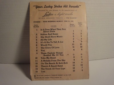 The American Tobacco Co. Inc.-1936 Your Lucky Strike Hit Parade Songs
