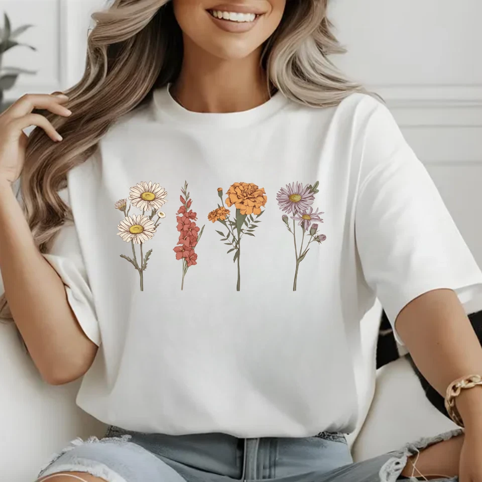 Camisa Flor Mes Nacimiento Regalo Personalizado para Mamá Abuela Sudadera Camiseta Foto 3 de 4