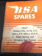 GENUINE BSA SPARES CATALOUGE 1954/57 C10L/CIIG/C12 250cc GOOD USED LOOSE COVER