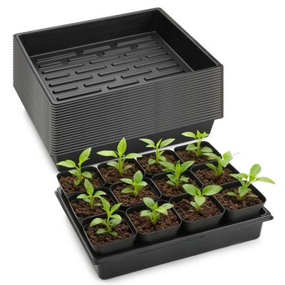 20 Pack Nursery Pots Trays 16.5''x13.2''x2.8'', Plastic Seed Starter Trays, Dura...