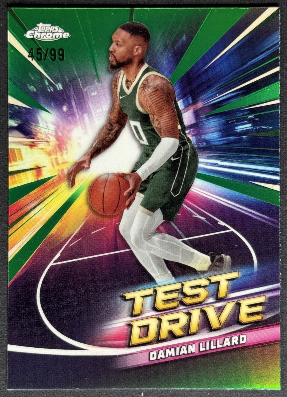 2024 Topps Chrome Damian Lillard Test Drive Green Refractor /99 #TD-16 Bucks