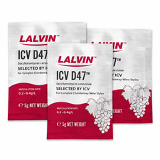 3 Pack - Lalvin  ICV-D47 Wine Yeast 5g Complex Chardonnay Style Home Brew