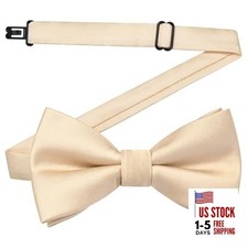 Solid Bow Ties for Boys Pre-Tied Baby Kids Bow Tie Adjustable Toddler Champagn