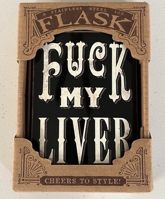 Black Trixie & Milo ''F**k My Liver'' Flask 8oz NIB