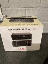 LOGIK L80AFB24 Dual Air Fryer Black Silver 8L Large 0191