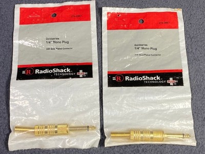 Lot of 2 1/4'' Mono Gold Plated Audio Jacks Guitar Cable Radio Shack