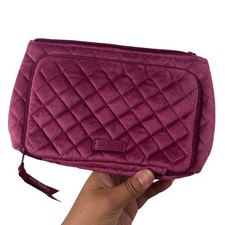 Vera Bradley Quilted Velour Cosmetic Makeup Bag Pouch Plum Purple