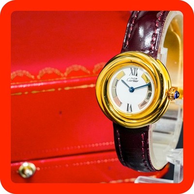 Vintage BOXED [MINT] Must de Cartier Trinity 2735 Vermeil Argent 925 Women
