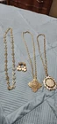 Vtg Trifari Jewelry Lot 3 Necklace & Clip Earrings Gold Tone MINT CONDITION