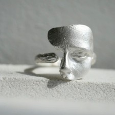 Ring, mit Gesicht   verstellbar 51-61 , kunst...