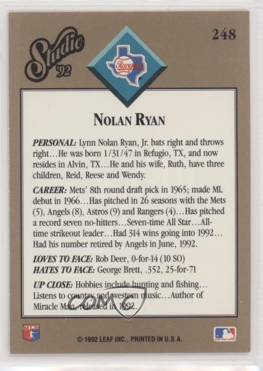 1992 Studio Nolan Ryan #248 HOF 05lu