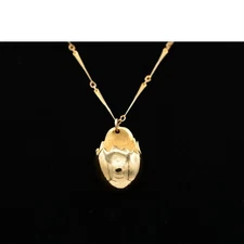 Vintage Egg Pendant Necklace Easter Cracked Shell Empty Gold Tone 1980s BinAU