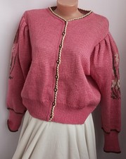 Traditional Austrian cardigan from Steffner jacket in pink short knitted with pu