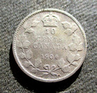 OLD SILVER 10 CENTS 1904 COIN OF CANADA KING EDWARD VII — photo 2