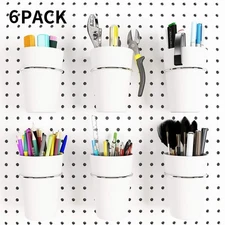 Kuhome 6 Sets Pegboard Hooks with Pegboard Cups, Ring Style Pegboard Bins with