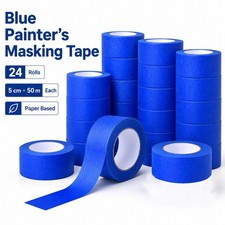24 Rolls Blue Painters Masking Tape 2" X 164ft Walls Painting For Wood Glass
