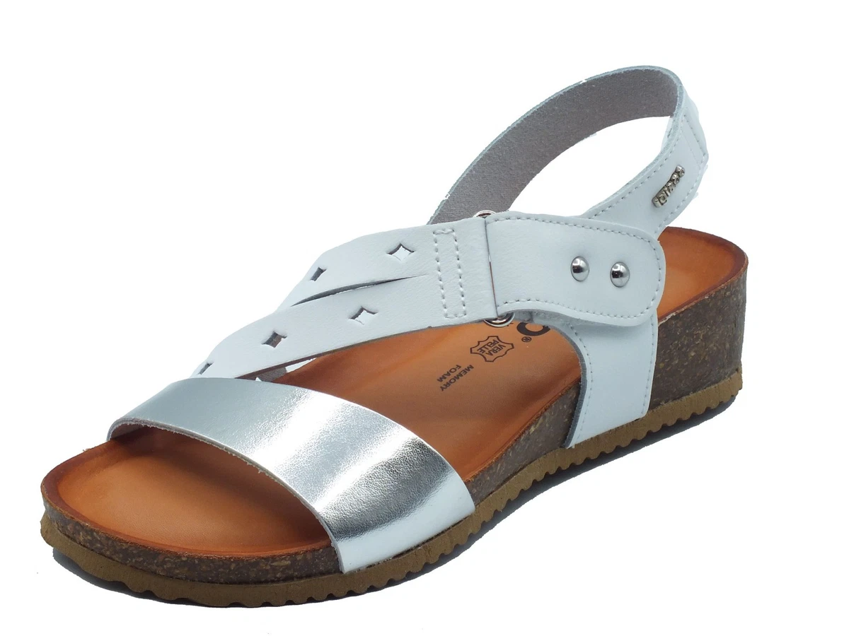 Inblu Sandali Donna Con Doppio Velcro E Strass - Plantare In Vera Pelle Imbottito, Suola Bicolore, Tacco 4 Cm, Plateau 2 Cm, Taglie 35-41, Comodi E Alla Moda - 3