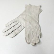Vtg 40-50s Superb LAVABLE Ladies Long Off White Suede Leather Gloves Size 7 11  