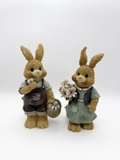 Pair Of Vintage Resin Easter Bunnies 