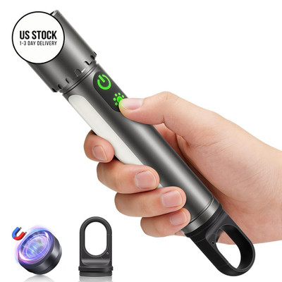 High Lumens Flashlight Rechargeable-Magnetic,Hanging,Zoom Titanium Gray 