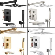 Shower System with Tub Spout 12 Inch Rain Shower Head Combo and Handle set Wall