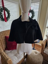Sara Campbell Black Cropped Blazer With Bow Size 2 Elegant Formal Made in USA