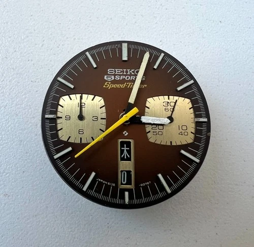 SEIKO 6138-0040 Automatic Chrnograph Watch Vintage Mens BULLHEAD Brown Dial