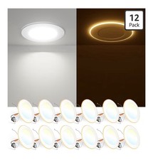 12 Pack 5/6 Inch 5CCT LED Recessed Can Light with Night Light, 2700K-6000K