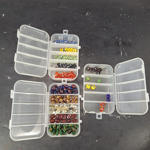 Lot of Glass Beads With Storage Trays Squares Ovals Circles & Other Accessories