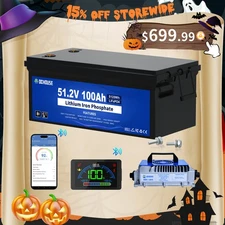 DCHOUSE 48V 100Ah Lithium Golf Cart Battery + 48V 18A Charger Trolling Motor RV