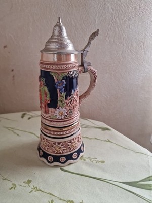 Vintage German Musical Beer Stein Tankard Thorens Swiss Movement 8 3/4''