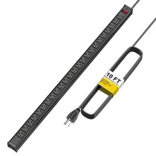 24 Outlet 10 Ft Long Power Strip Heavy Duty Metal Cabinet Wall Mount