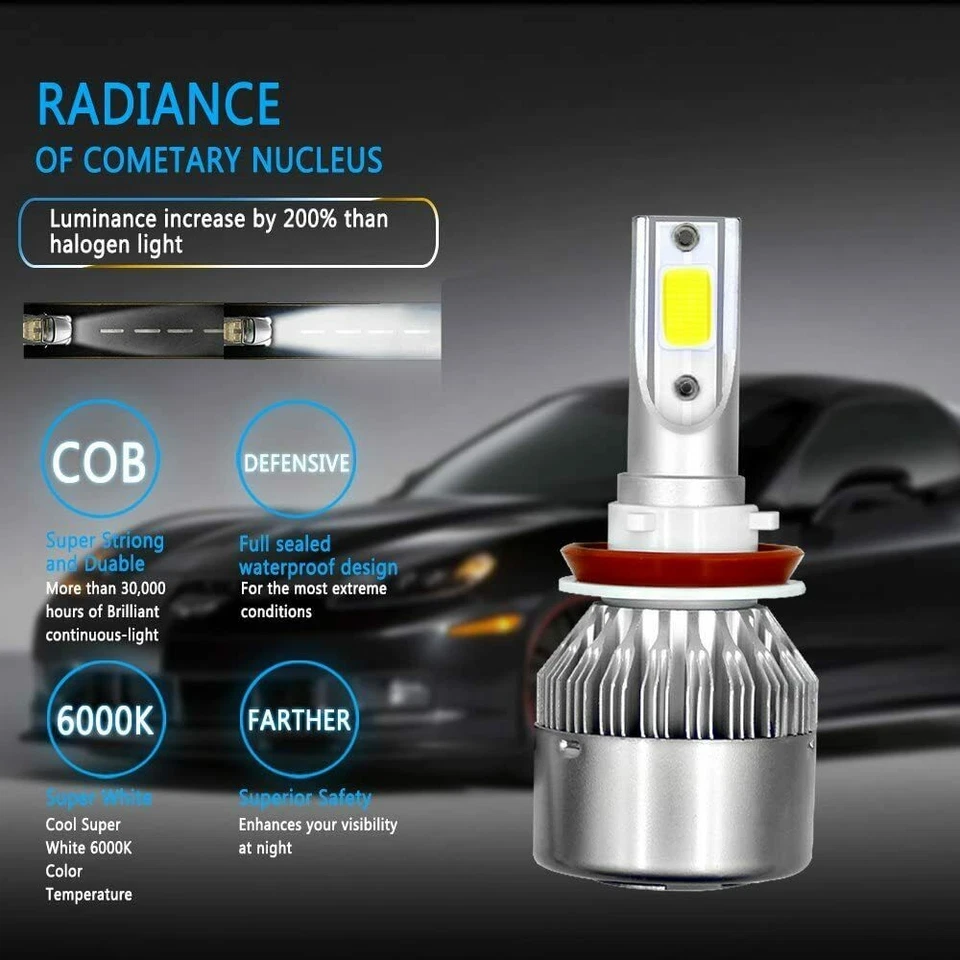 6000K Bombillas LED Faros Alta/Baja + Niebla 6x Bombillas Combo Para Saturn Sky 2007-2010 6x Foto 3 de 4