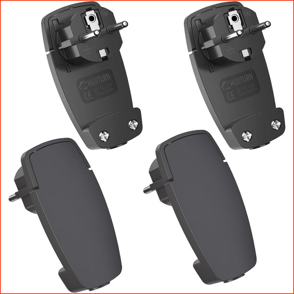 Schutzkontakt Winkelstecker 250V 16A Schwarz 4 StüCk Klappgriff IP20-image