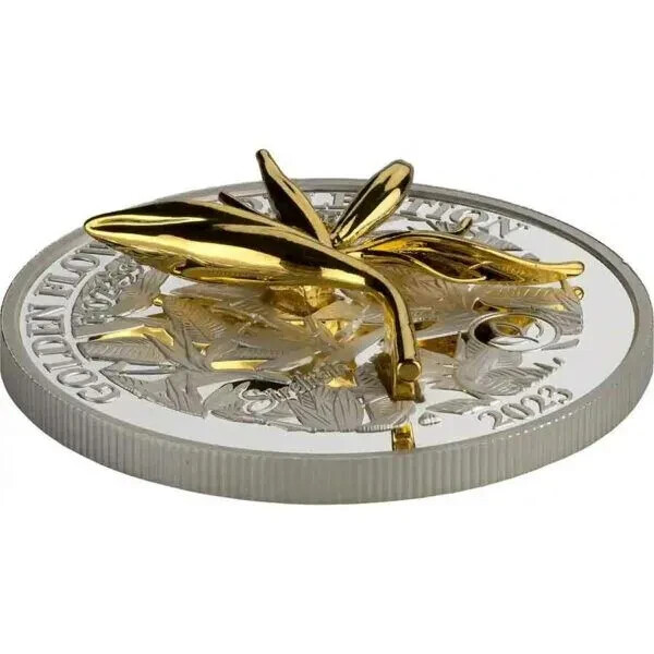 Samoa 2023 5$ Golden Flower Collection STRELITZIA Leaf 1 oz Silver