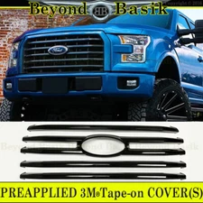 2015 2016 2017 FORD F150 XLT Grille COVER OVERLAY INSERT 5Bar Style GLOSS BLACK