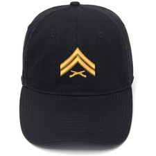 Gorra de béisbol bordada de algodón para hombre para ejército rango corporal E4