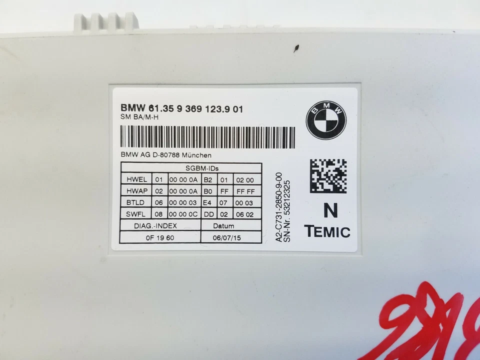 Módulo de control de carrocería BMW X3 F25 BCM 2011-2017 - 9369123 Foto 3 de 3