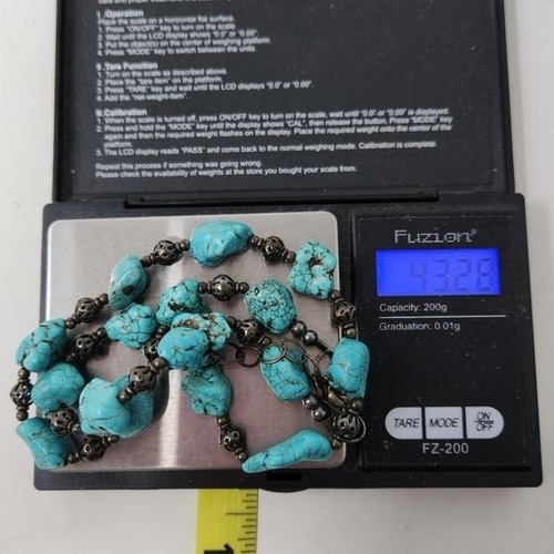 STERLING SILVER Faux Turquoise Nugget Necklace - Picture 8 of 8